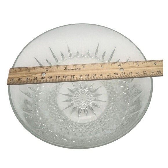 Vintage Arcoroc France Clear Glass Diamond Starburst Pattern 9" Serving Bowl - Picture 4 of 5